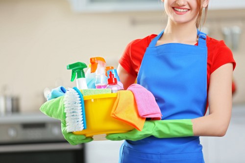 Office cleaning in a Lambeth business workspace with reception and desks