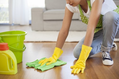 Local cleaner preparing equipment for a Lambeth property visit